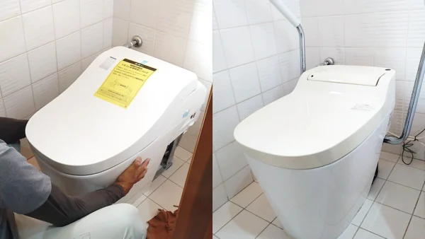 トイレ据付工事の施工